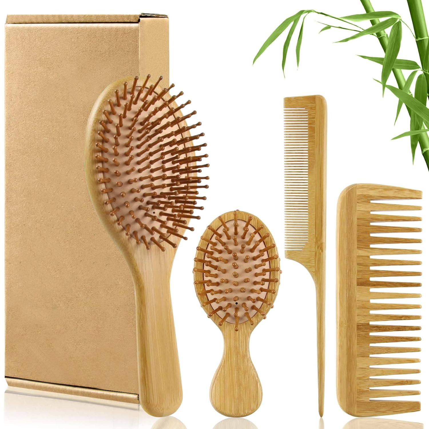 Bamboo Hair Brush - Набор бамбуковых расчесок для волос для